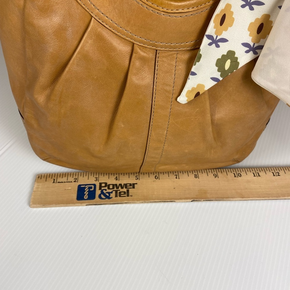 Coach Ergo Pleated Hobo Camel Leather Bag Tattersall Lining Y2K 2008 - EUC - Picture 11 of 13